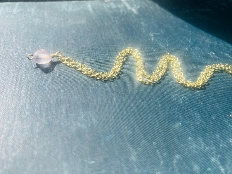 Single purple fluorite stone gold necklace image 2