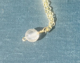 Tiny rutilated quartz on gold chain