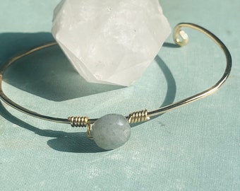 Labradorite gold bangle bracelet