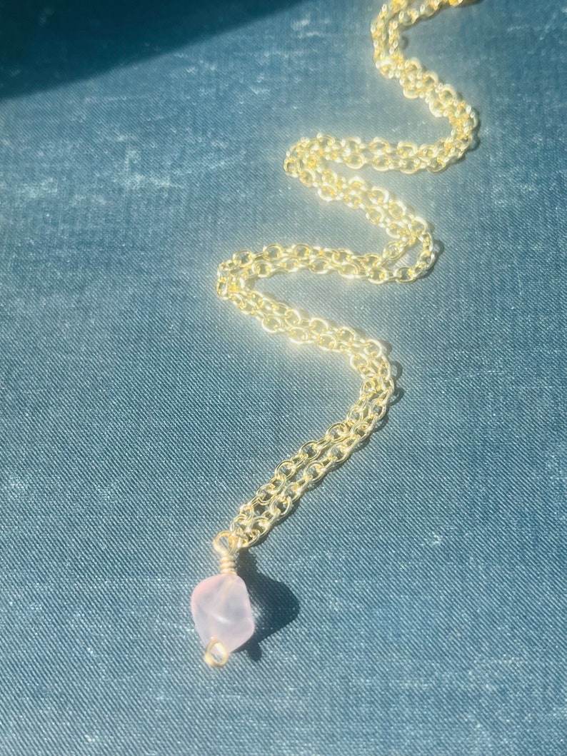 Single purple fluorite stone gold necklace image 4