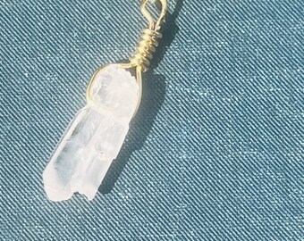 Tiny rough quartz gold necklace