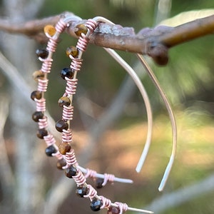 tigers eye and rose gold wire wrapped earrings image 1