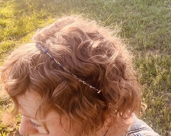 amethyst beaded elastic headband