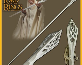Gandalf the White Staff Replica: Lord of the Rings Licensed Wizard Walking Stick Display