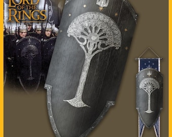 Gondorian Shield Replica: Lord of the Rings Licensed Collectible with Display