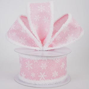 Sold By The Yard ** Listing is for 1 Yard **2 1/2" Mini Snowflake Snowdrift Edge Wired Ribbon: Light Pink