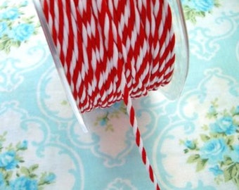Candy Cane Red and White Stripe Rope/Trim - 1/16" - 1 Yard