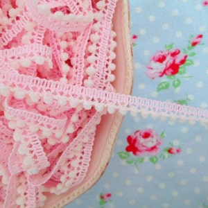 Mini Pom Pom Trim - Baby Pink - Ball Fringe - 1 Yard
