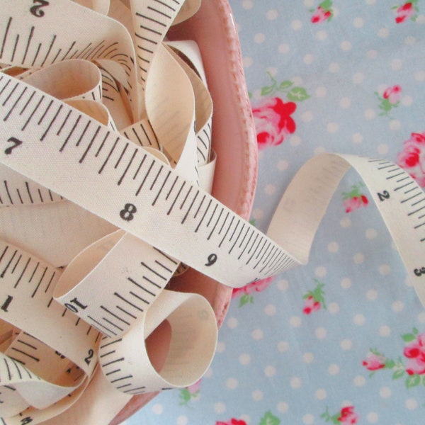 Tape Measure Ivory Canvas Ribbon - 3/4 inch -  1 Yard *** Please Note That This Is NOT An Accurate Measuring Tape***