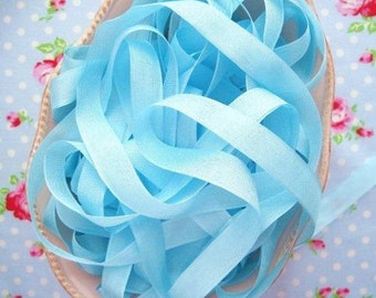 Vintage Style Seam Binding Ribbon - Cotton Candy Aqua Blue - 1/2 inch - 1 Yard