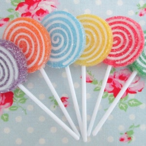Glittered Swirly Lollipops - 4 inch - Set of 6