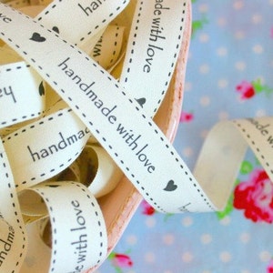 Handmade with Love Ivory Canvas Ribbon - 3/4 inch - 1 Yard