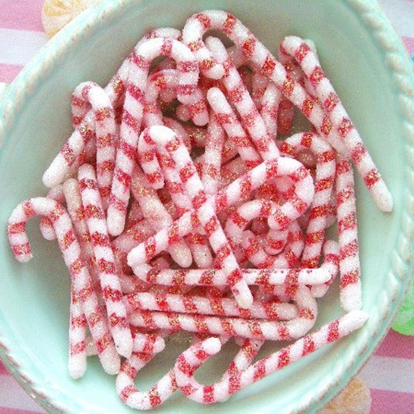 Glittered Candy Cane Embellishments - 2 inch - Set of 4