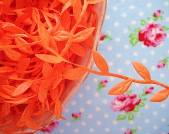 Leaf Garland Ribbon - Pumpkin Orange - 1 inch - 1 Yard