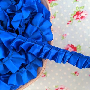 Ruffled Box Pleated Satin Ribbon/Trim Royal Blue 7/8 inch 1 Yard image 2