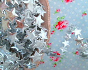 Metallic Silver Stars Cut Out Ribbon/Trim - 3/4 inch - 1 Yard