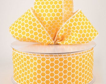 Sold By The Yard ** Listing is for 1 Yard **2 1/2" Satin Honeycomb Wired Ribbon: Yellow