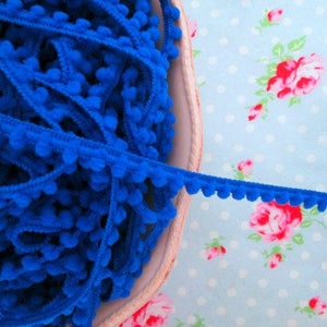 Baby Pom Pom Trim - Royal Blue - 1/4 inch Ball Fringe - 1 Yard