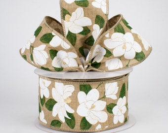 Sold By The Yard ** Listing is for 1 Yard ** 2 1/2" Magnolia Wired Ribbon: Light Beige