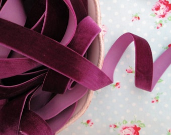 Plum Purple Velvet Ribbon - 3/4 inch - 1 Yard