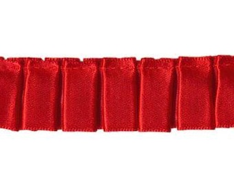 Red Ribbon Ruffle Trim Ruffled Box Pleated Satin Ribbon/trim - Brown - 7/8 Inch - 1 Yard - Etsy