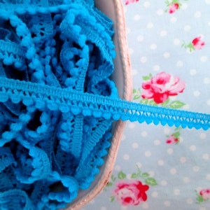 Mini Pom Pom Trim - Deep Turquoise - Ball Fringe - 1 Yard