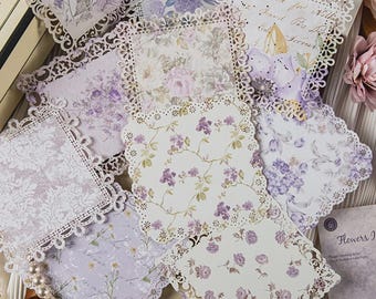 Shabby Lavender Floral Vintage Style Lace Doily Papers - Set of 10