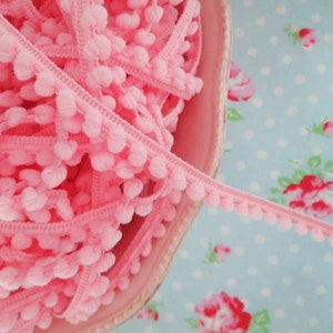 Baby Pom Pom Trim - Bubblegum Pink - 1/4 inch Ball Fringe - 1 Yard