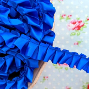 Ruffled Box Pleated Satin Ribbon/Trim Royal Blue 7/8 inch 1 Yard image 1