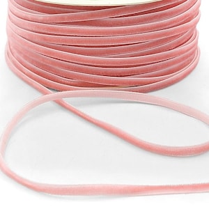 Pink Velvet String Ribbon - 1/8 inch - 1 Yard