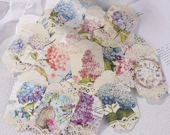 Floral Vintage Style Paper Tags - Set of 45