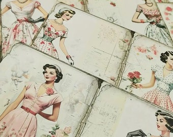 Vintage Style Ladies Fashion Paper Sheets A5 Size - Set of 20