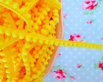 Baby Pom Pom Trim - Buttercup Yellow - 1/4 inch Ball Fringe - 1 Yard