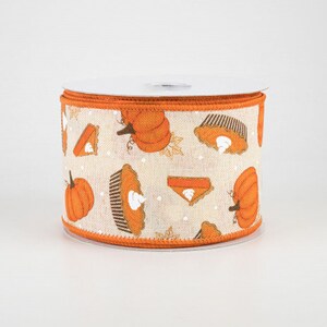 Sold By The Yard Listing is for 1 Yard 2 1/2 Pumpkin Pie Wired Ribbon: Cream image 2