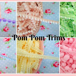 Baby Pom Pom Trim Aqua Green 1/4 inch Ball Fringe 1 Yard image 3