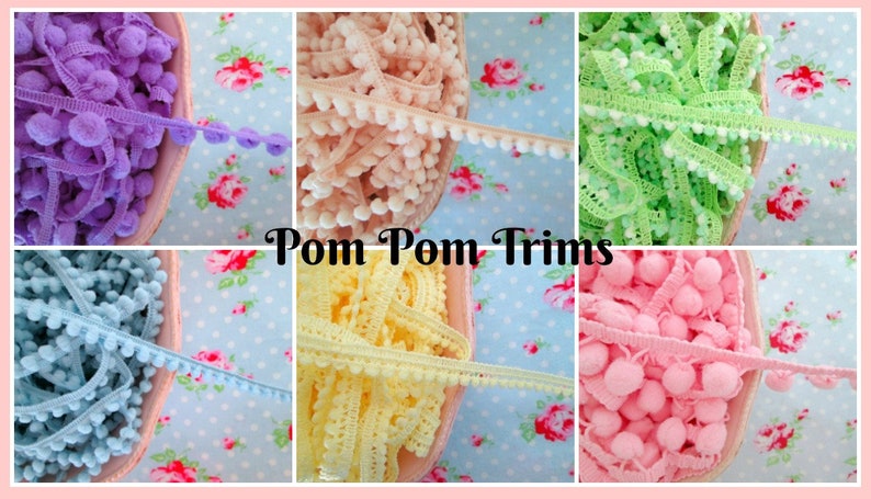 Baby Pom Pom Trim Aqua Green 1/4 inch Ball Fringe 1 Yard image 3