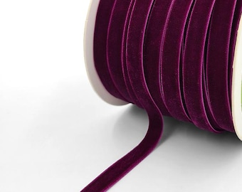 Plum Purple Velvet Ribbon - 3/8 inch - 1 Yard