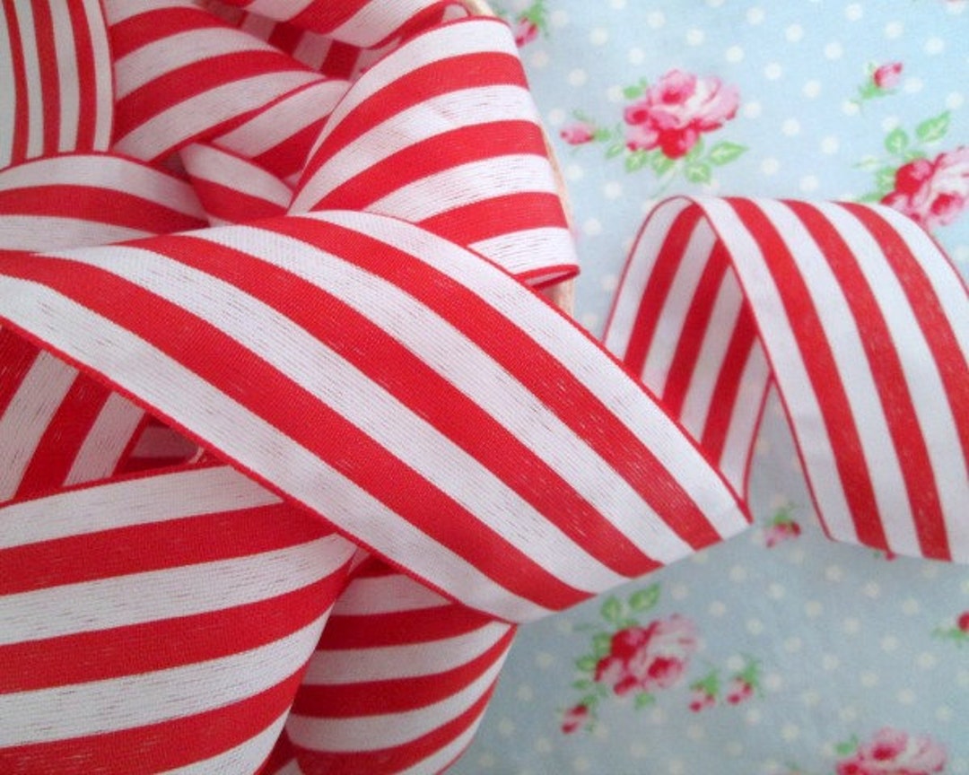 Red and White Stripe Candy Cane Ribbon 2 Inch 1 Yard - Etsy