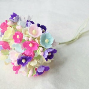 Forget Me Not Vintage Style Millinery Paper Flower Bouquet - Spring Mix - 1 Bouquet
