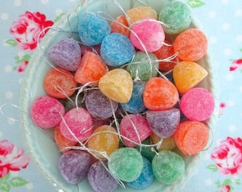 Glittered Pastel Gumdrop Ornaments - 5/8 inch - Set of 6