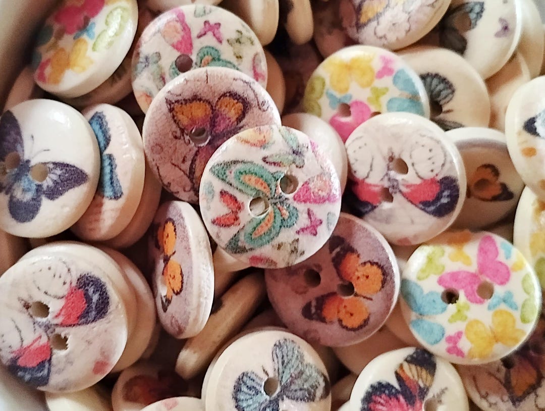 Small Spring Buttons Spring Butterflies Small Wooden Painted Buttons - Set of 25 - Etsy