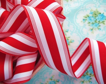 Striped Grosgrain Ribbon -  Candy Cane - 1 1/2 inch - 1 Yard