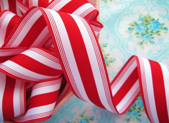 Striped Grosgrain Ribbon - Candy Cane - 1 1/2 inch - 1 Yard