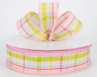 Sold By The Yard ** Listing is for 1 Yard ** 1 1/2" Spring Plaid Wired Ribbon: Pastels