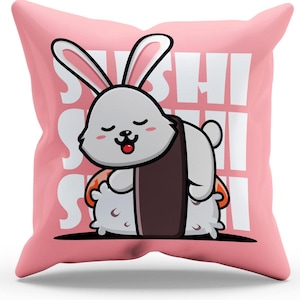 Cute Rabbit Pillow Cover, Animal Cushion Cover, Many Size Digital Print Cover, Designed Pattern Decorative Throw Pillow, Rabbit Couch Pillow