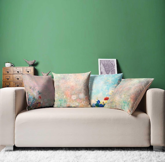 Pastel Floral Pillow Cover, Art Design Cushion Cover, Many Size