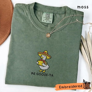Mexican Goose Embroidered T-Shirt, Comfort Colors 1717, Funny Goose Tee image 2