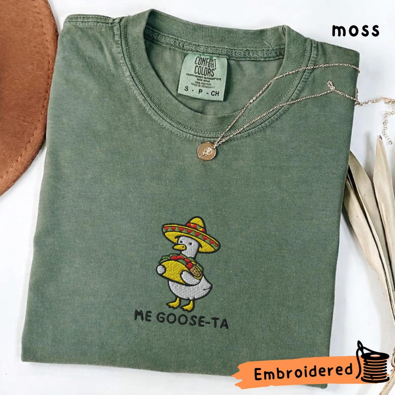 Mexican Goose Embroidered T-Shirt, Comfort Colors 1717, Funny Goose Tee image 2