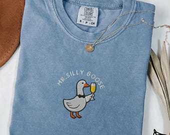Embroidered Funny Groom Shirt, Comfort Colors Mr Silly Goose Tee, Wedding Gift