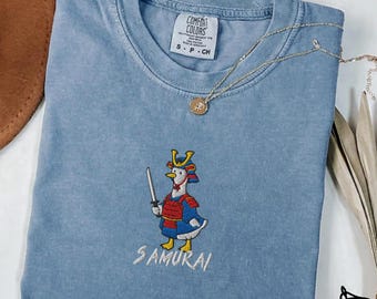 Embroidered Samurai Goose Shirt, Comfort Colors Tee